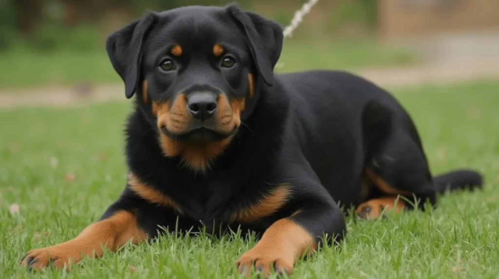 Rottweiler royal, chien puissant et élégant, descendant d'une lignée de champions.