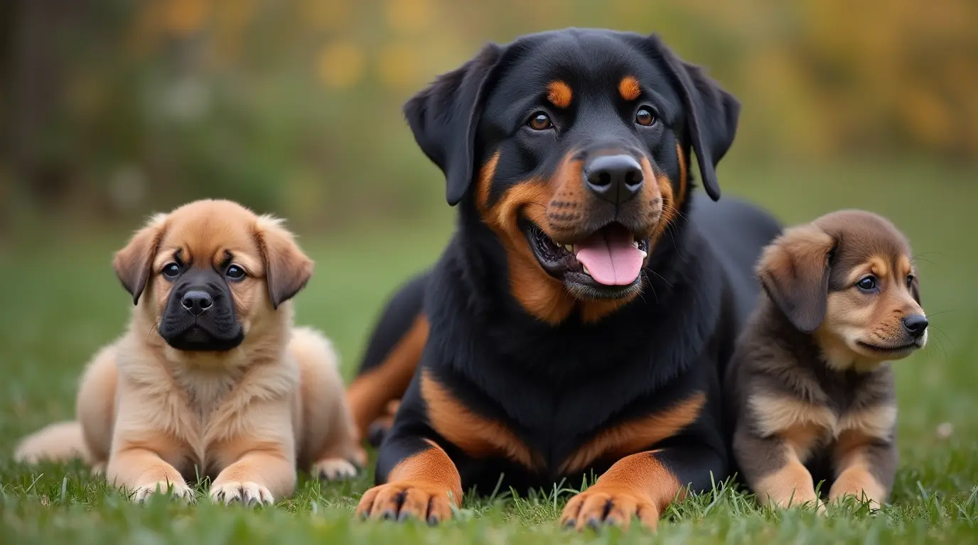 Rottweiler cohabitant harmonieusement avec d'autres animaux