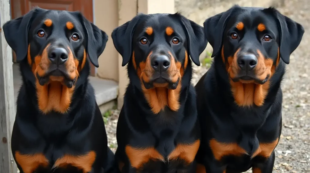 Rottweiler, un chien robuste et fidèle avec une apparence imposante et un tempérament protecteur.